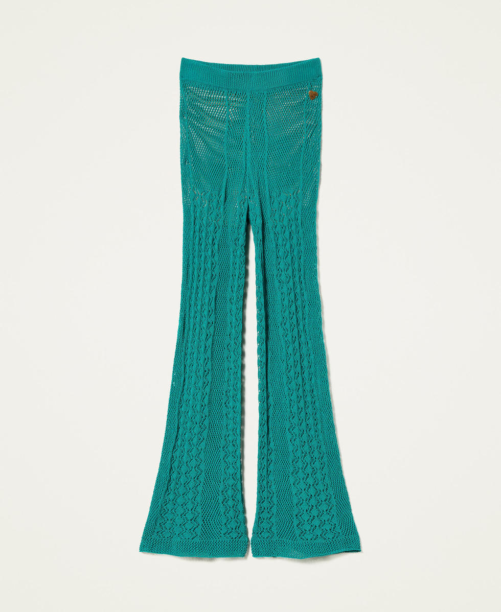 Crochet effect flared trousers