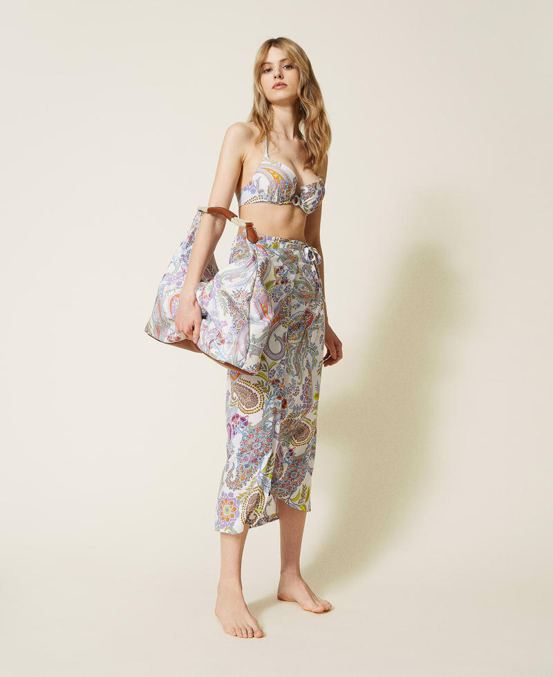 Wrap-around sarong with neon-coloured detail