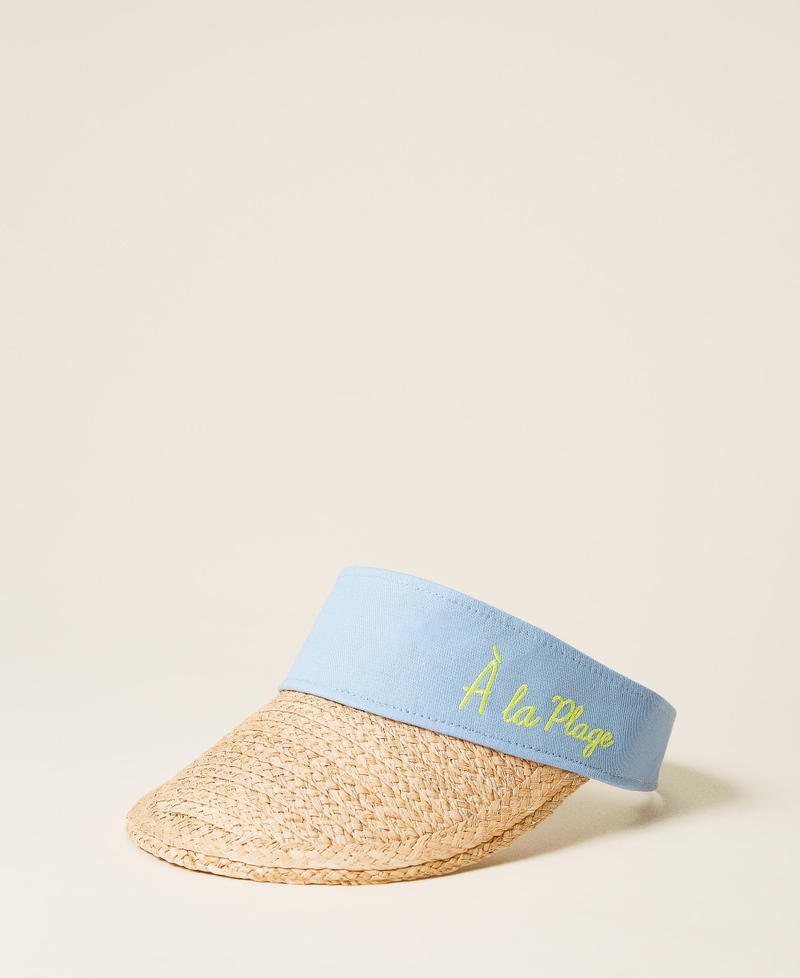 Fabric and straw visor Two-tone Straw / “Placid Blue” Woman 221LM4ZSS-01