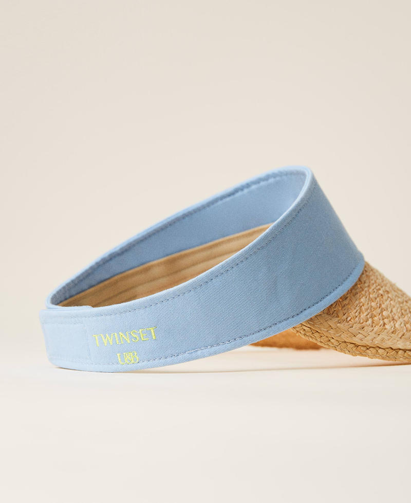 Fabric and straw visor Two-tone Straw / “Placid Blue” Woman 221LM4ZSS-02