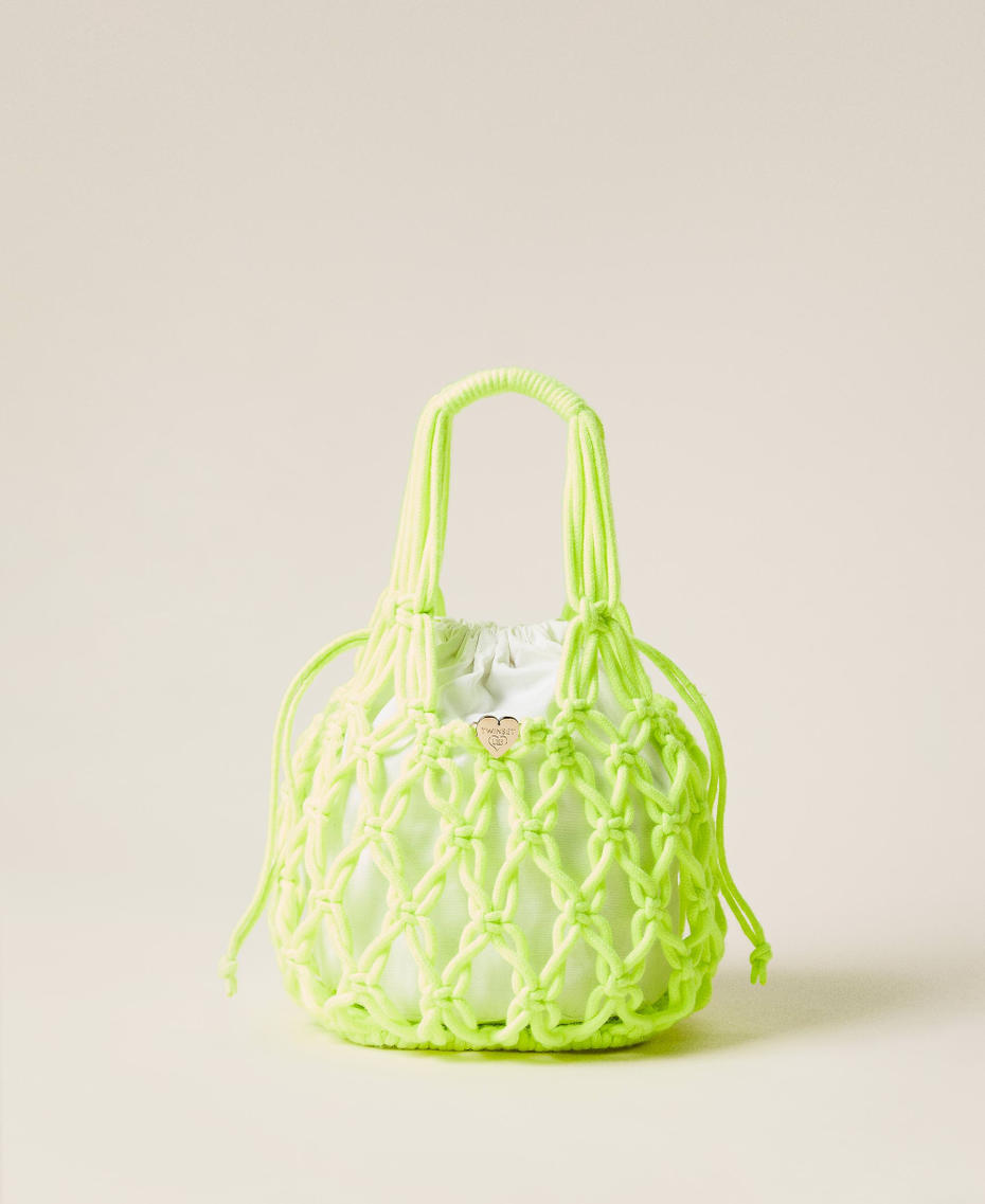 Weaved straw shopper Fluorescent Yellow Woman 221LM7ZHH_00106_01