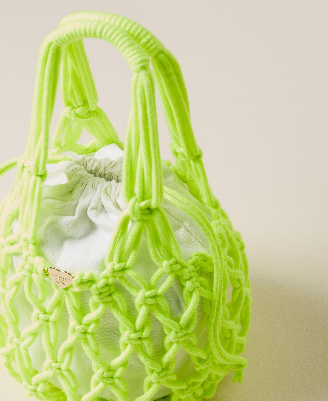Weaved straw shopper Fluorescent Yellow Woman 221LM7ZHH_00106_02