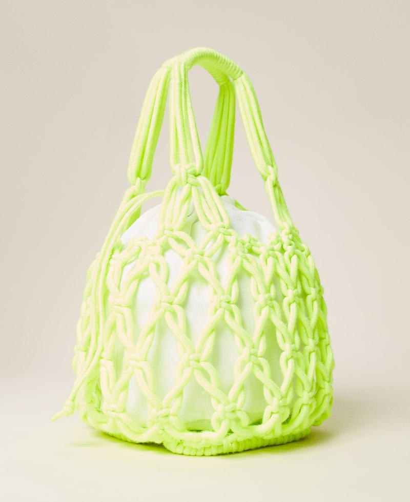 Weaved straw shopper Fluorescent Yellow Woman 221LM7ZHH_00106_04