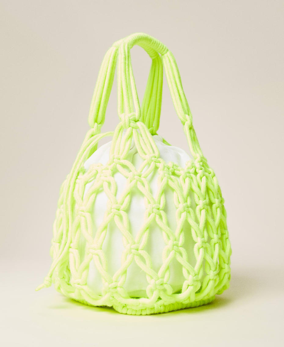 Weaved straw shopper Fluorescent Yellow Woman 221LM7ZHH_00106_04