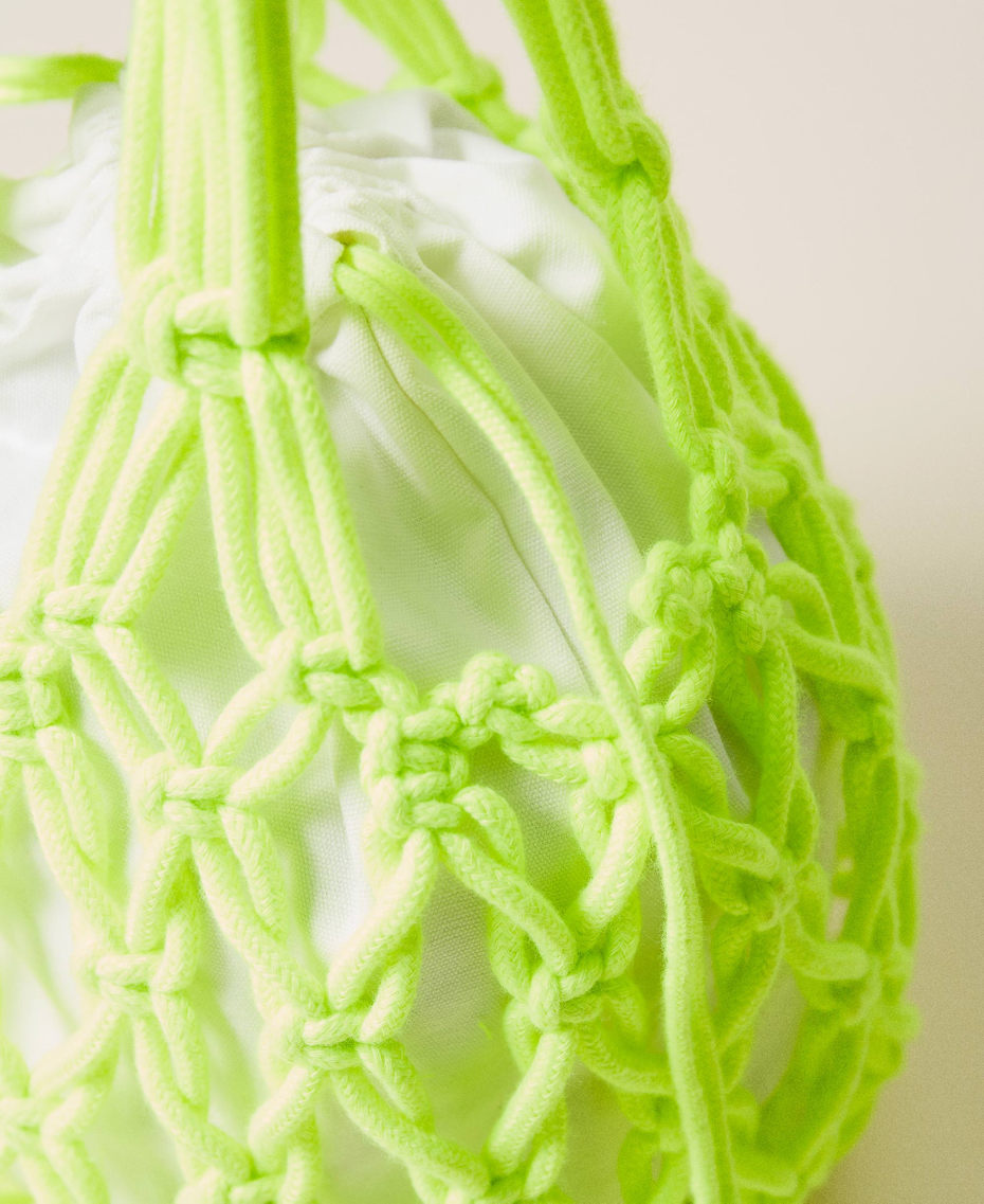 Weaved straw shopper Fluorescent Yellow Woman 221LM7ZHH_00106_05