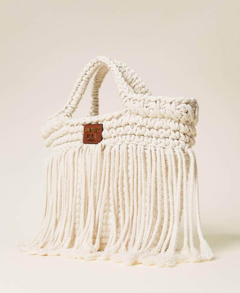 Borsa shopper in corda con frange