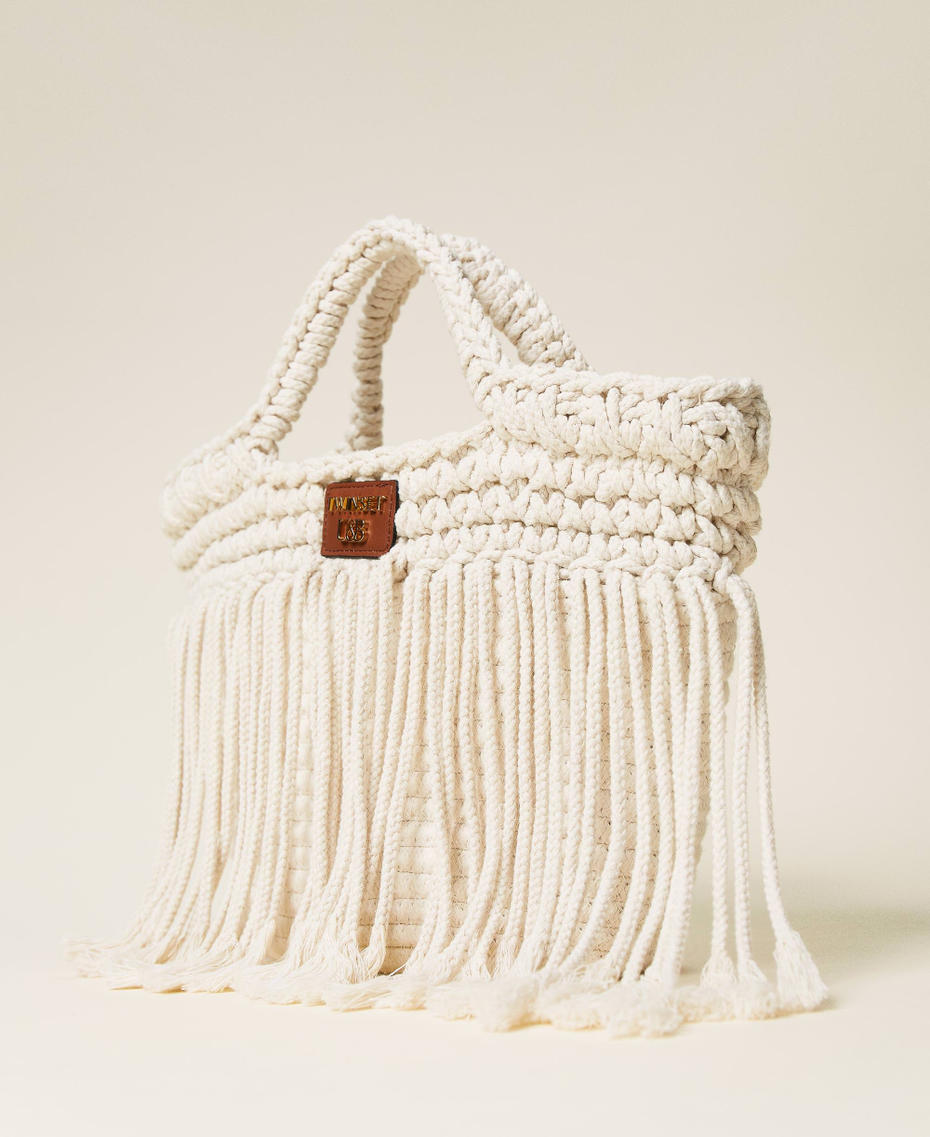 Borsa shopper in corda con frange