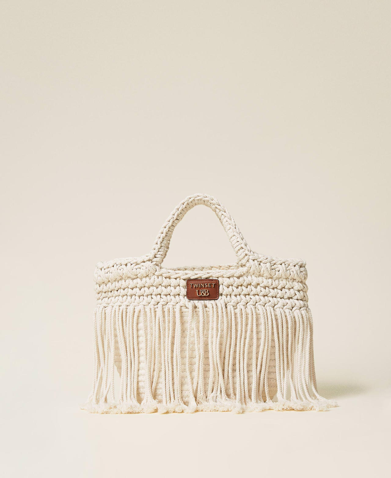 Borsa shopper in corda con frange