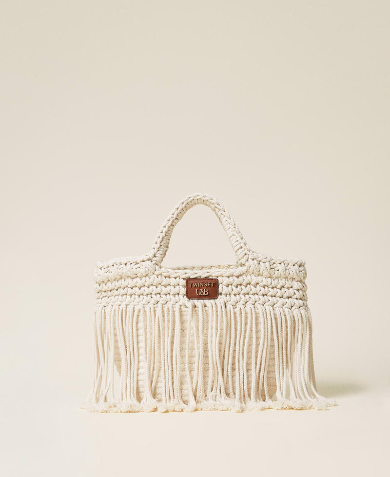Borsa shopper in corda con frange