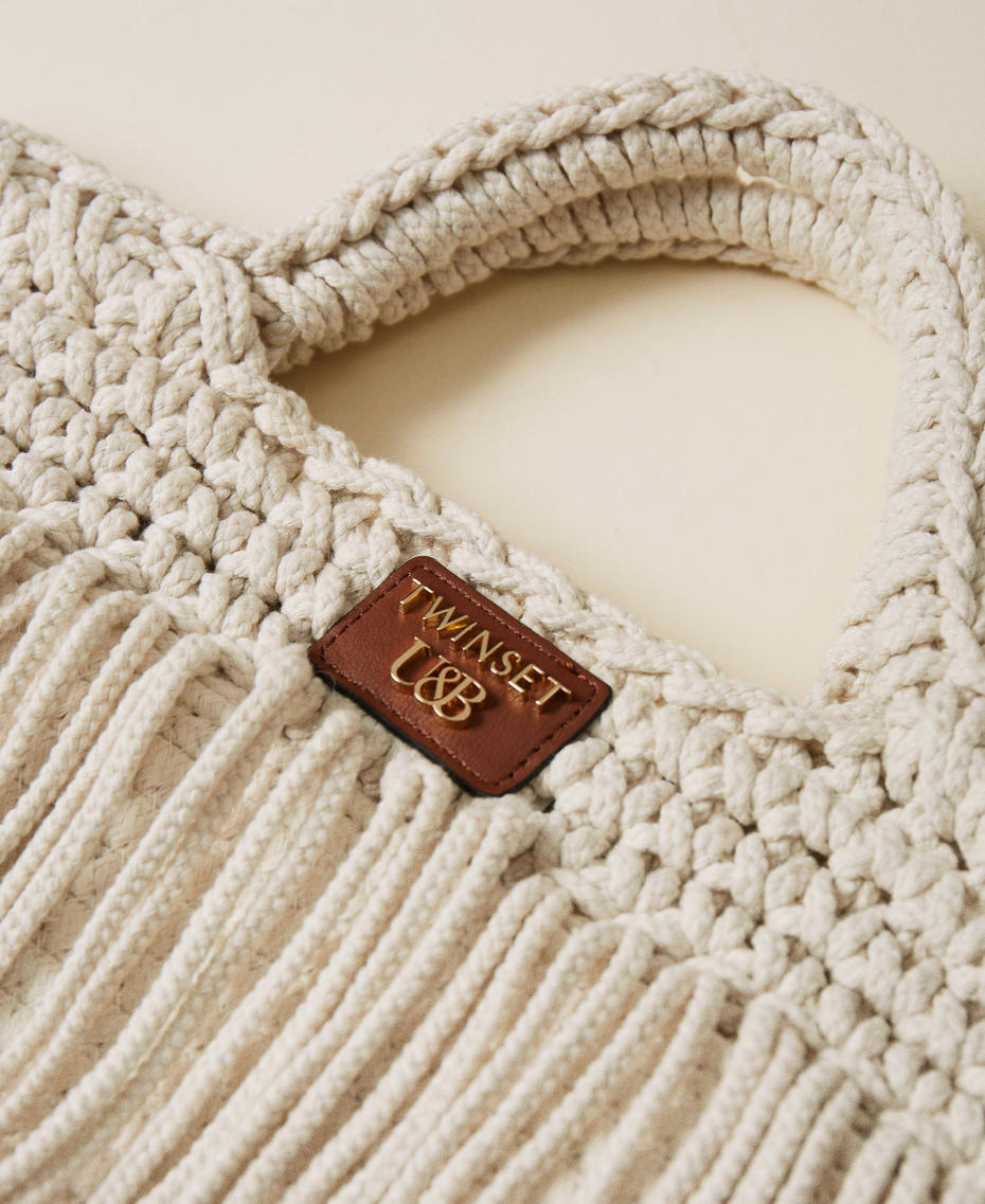 Borsa shopper in corda con frange