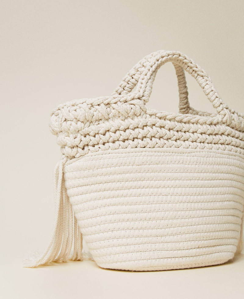 Borsa shopper in corda con frange