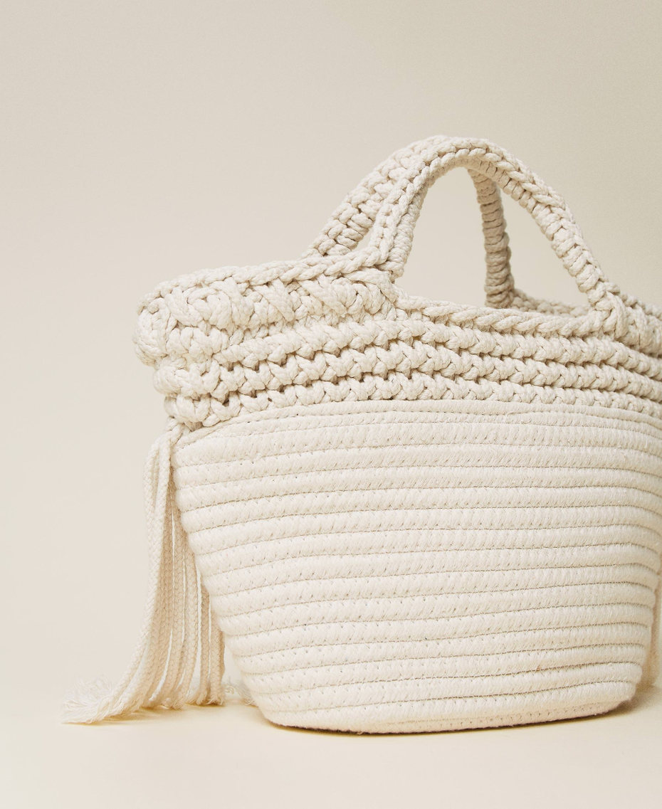 Borsa shopper in corda con frange