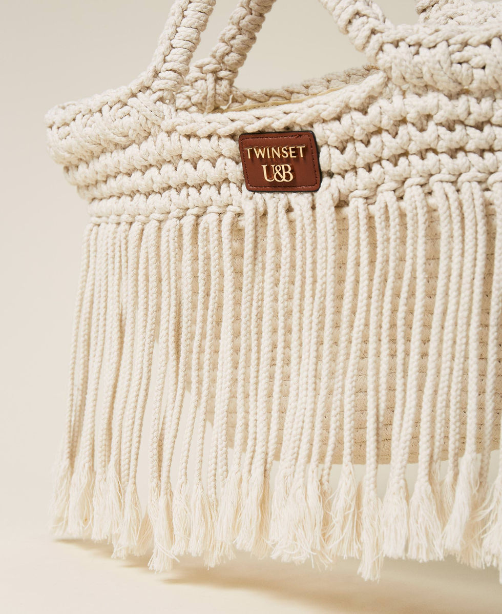 Rope shopper with fringes Woman Pink TWINSET Milano