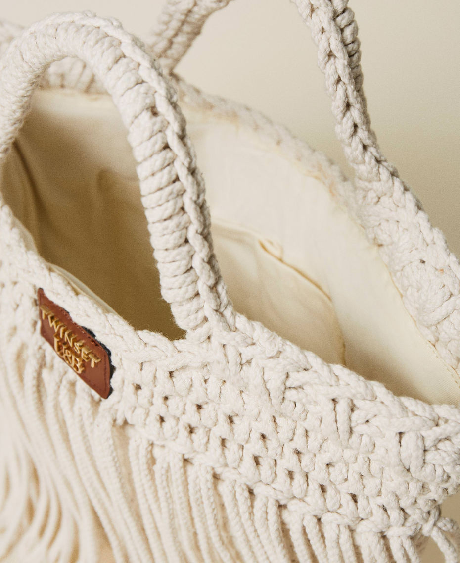 Borsa shopper in corda con frange