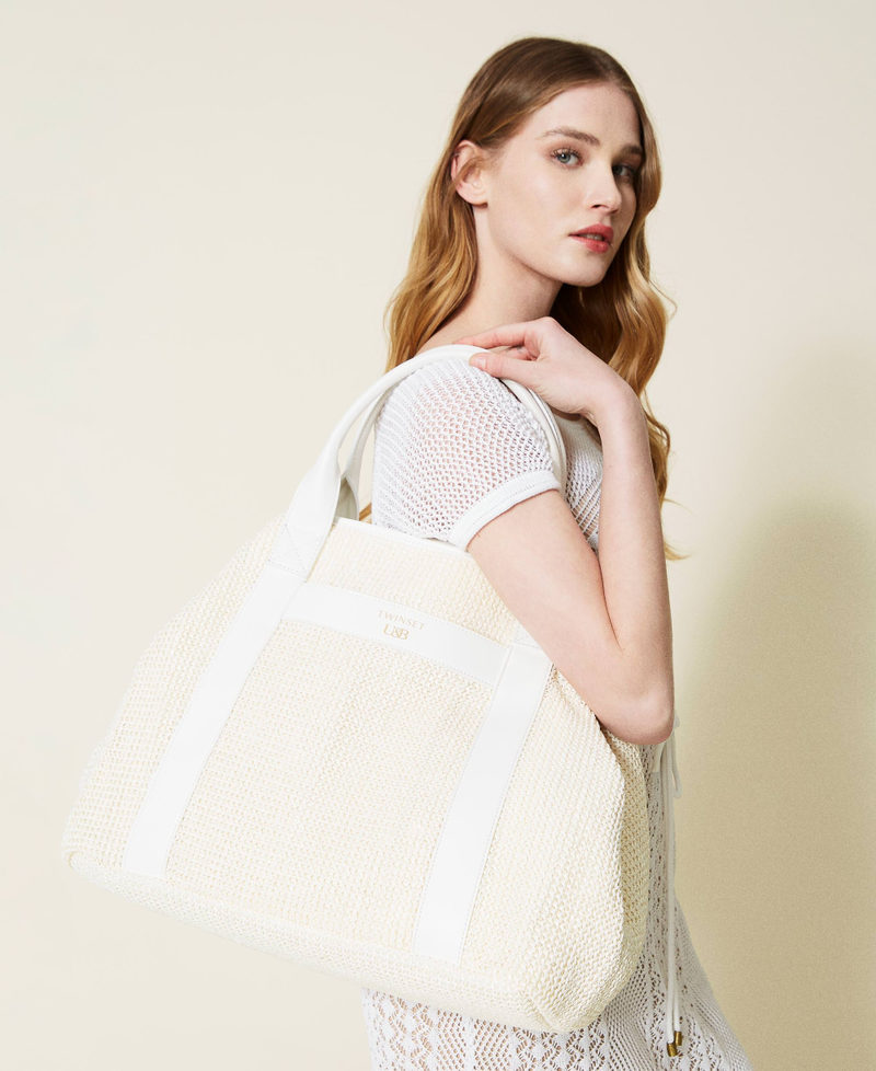 Straw effect shopper Off White Woman 221LM7ZLL-0S