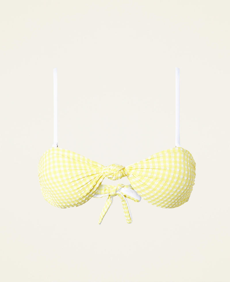 Gingham bandeau bikini top