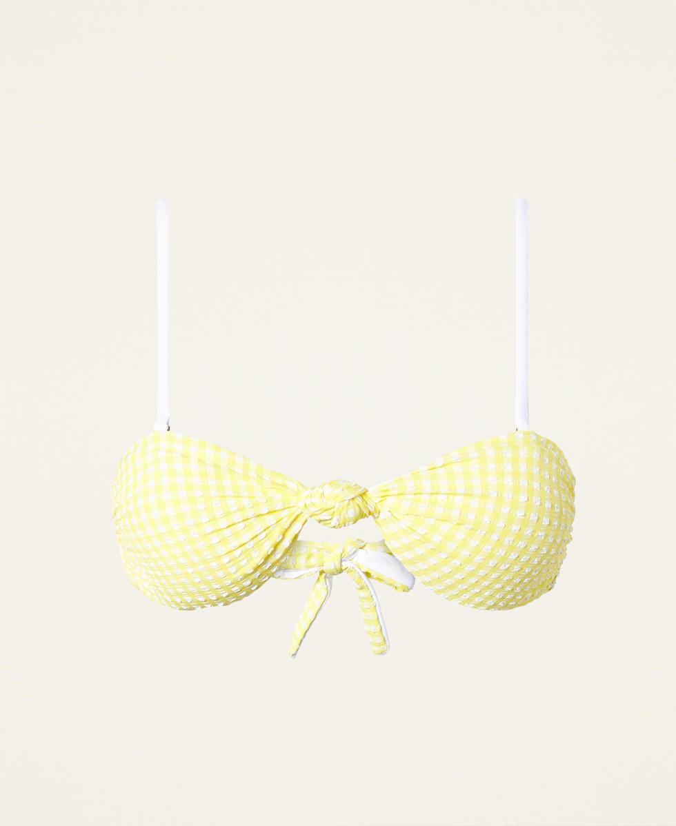 Gingham bandeau bikini top