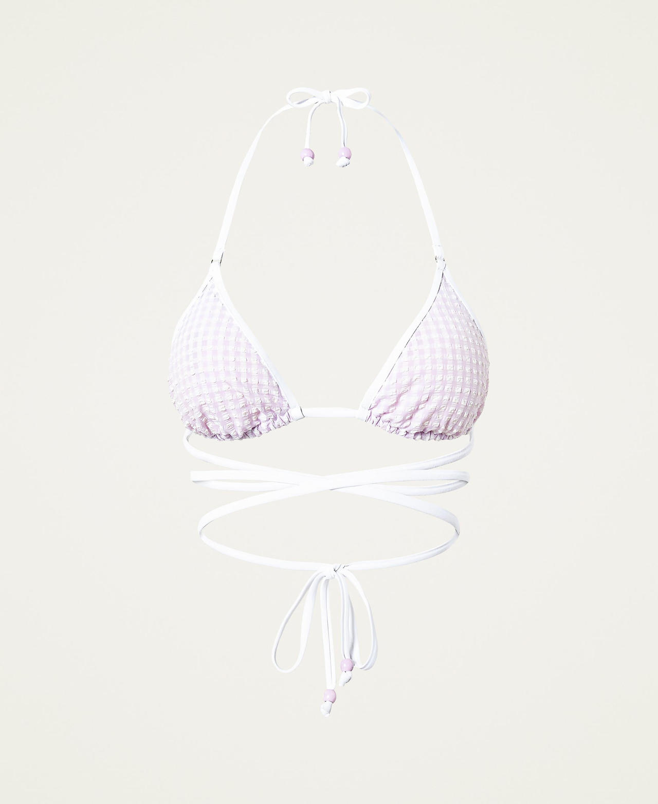 Gingham triangle bikini top "Pastel Lilac” Gingham Woman 221LMMC22-0S