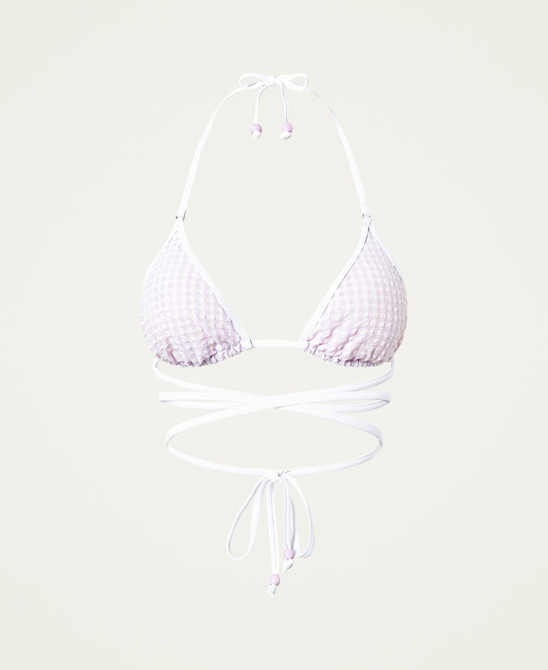 Triangel-Bikinitop mit Vichykaros Vichy „Pastel Lilac“-Violett Frau 221LMMC22-0S