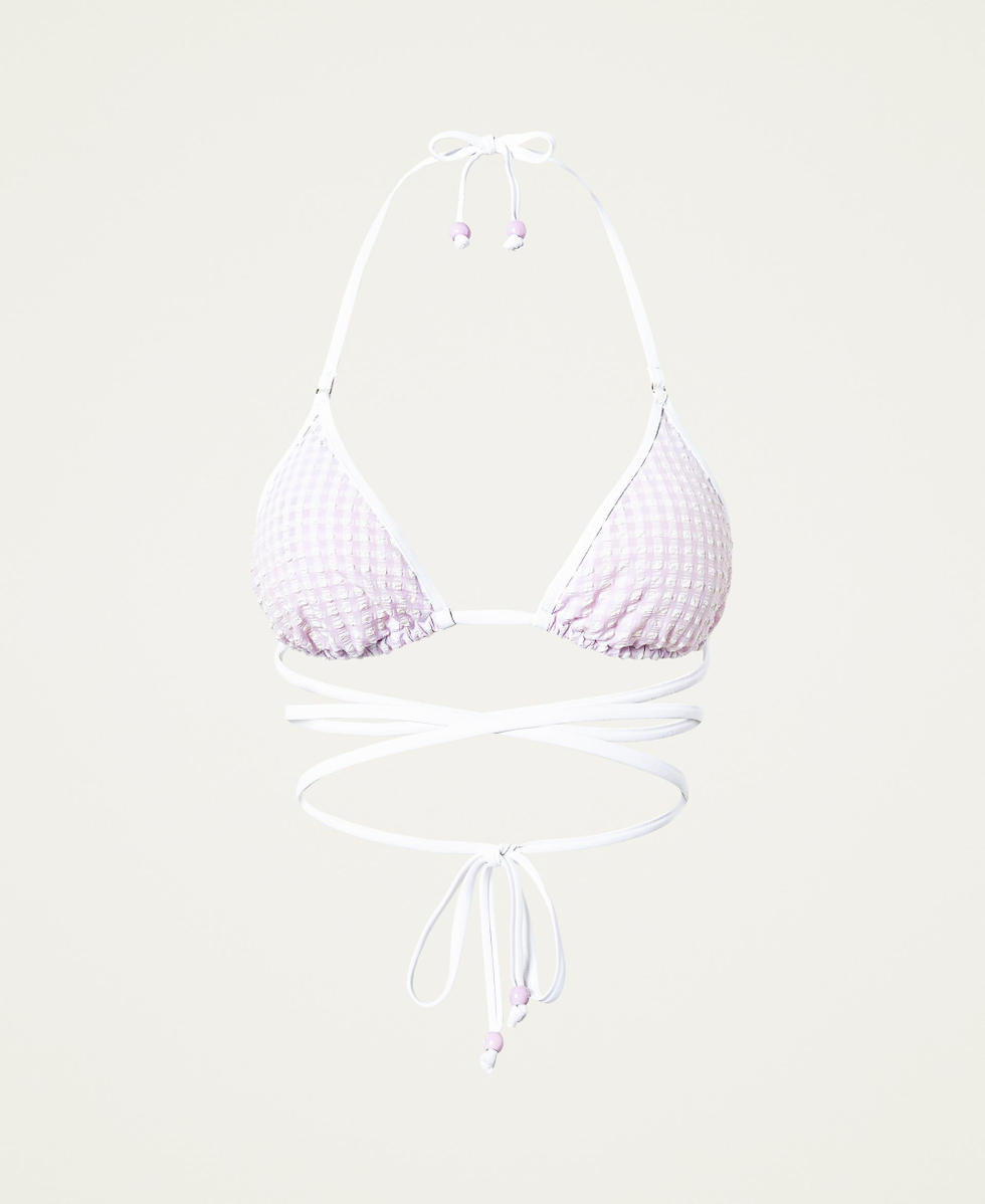 Gingham triangle bikini top