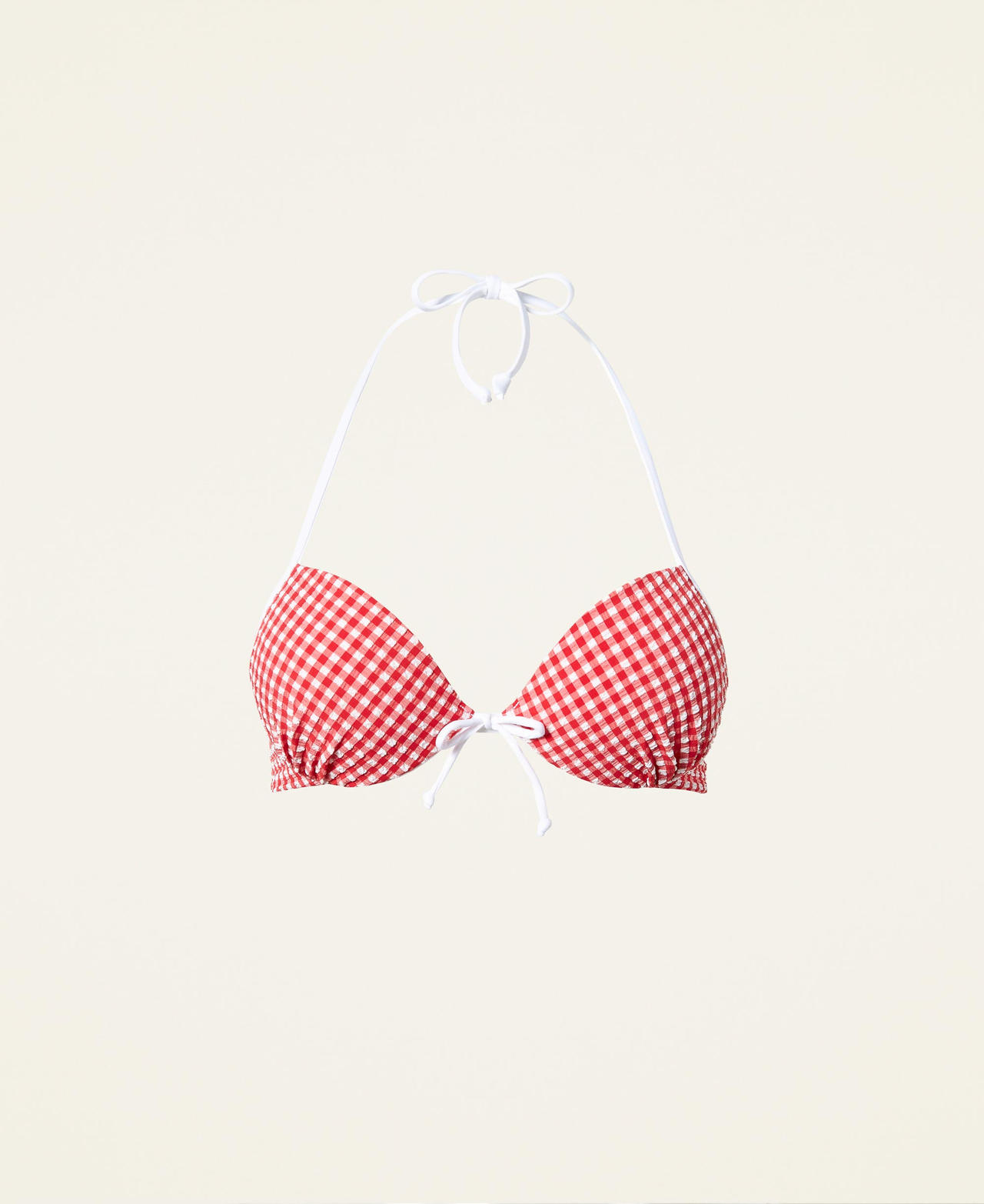 Gingham push-up bikini top "Poppy” Red Gingham Woman 221LMMC44-0S
