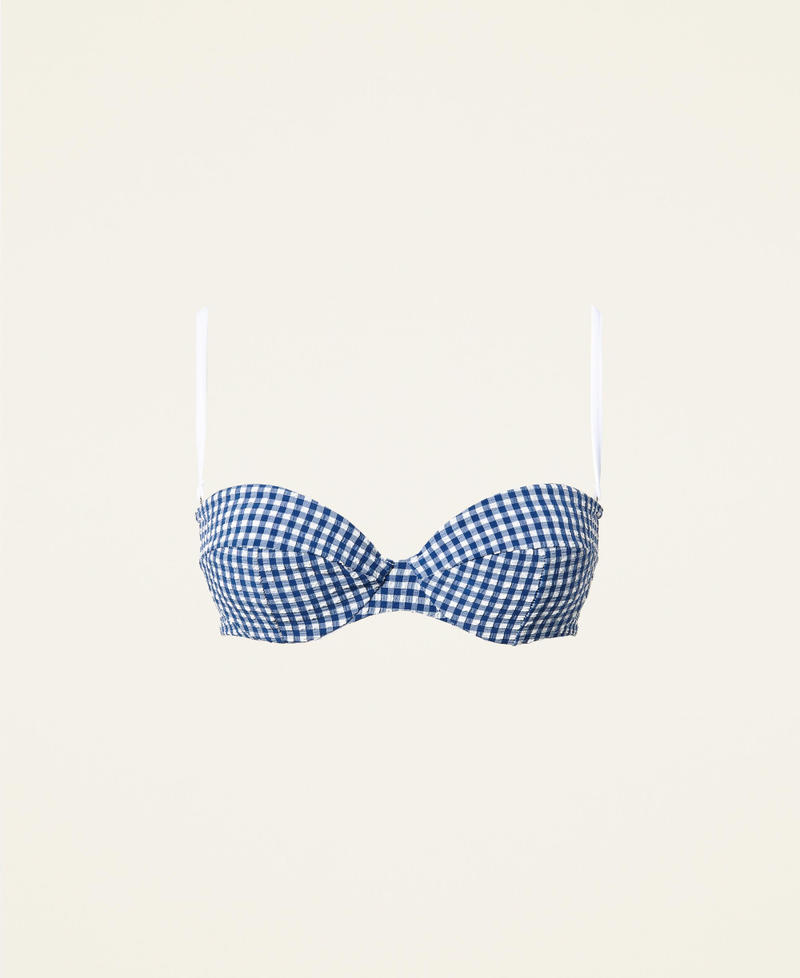 Bügel-Bikinitop mit Vichykaros Vichy „Summer Blue“-Blau Frau 221LMMC55-0S