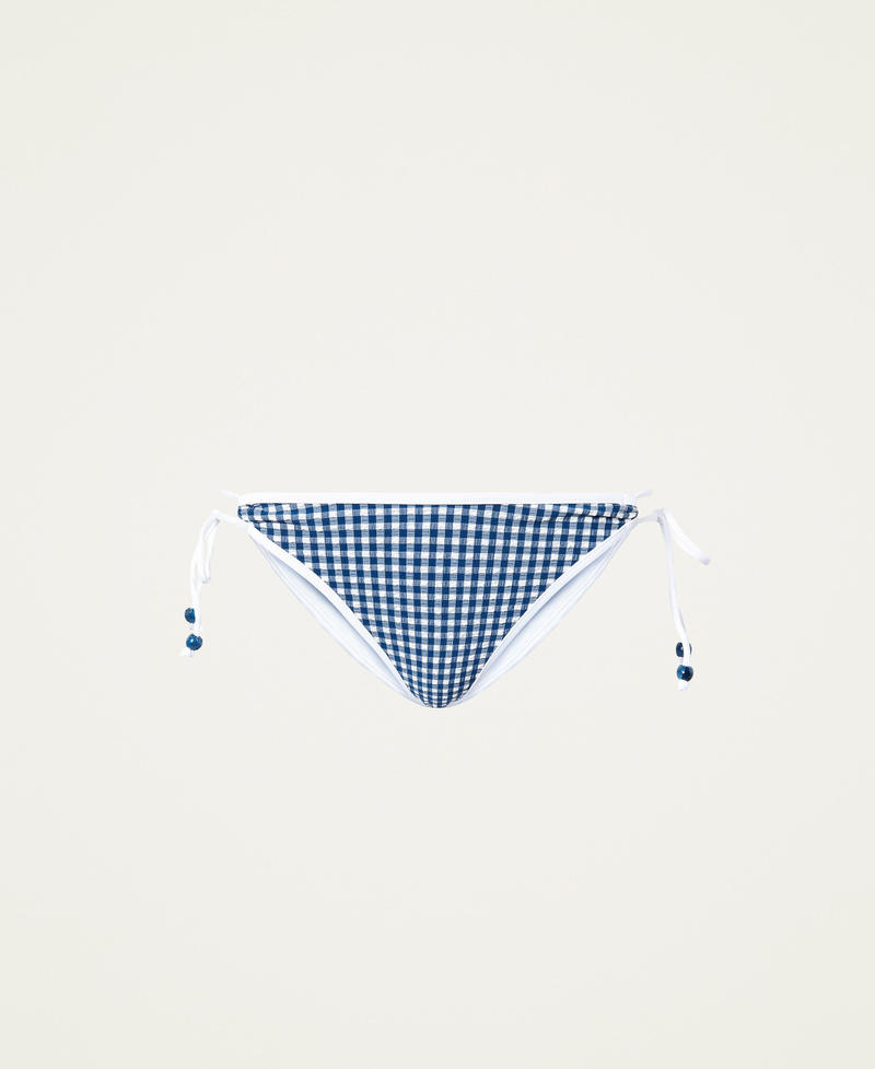 Gingham pattern bikini bottom "Summer Blue” Gingham Woman 221LMMC66-0S