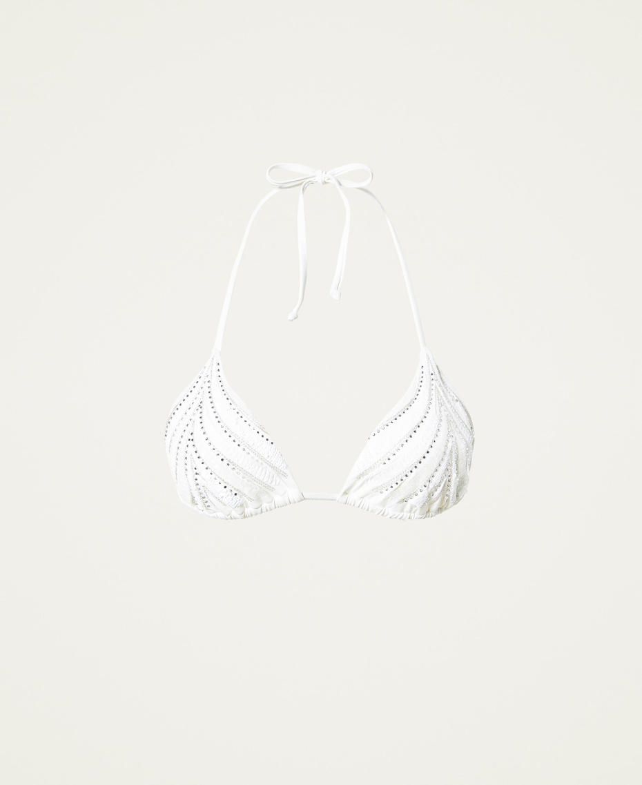 Embroidered triangle bikini top Off White Woman 221LMME22-0S