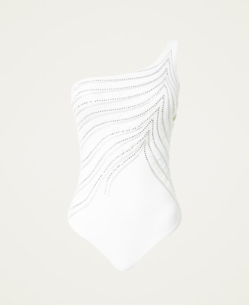 One- shoulder one-piece swimsuit with embroidery