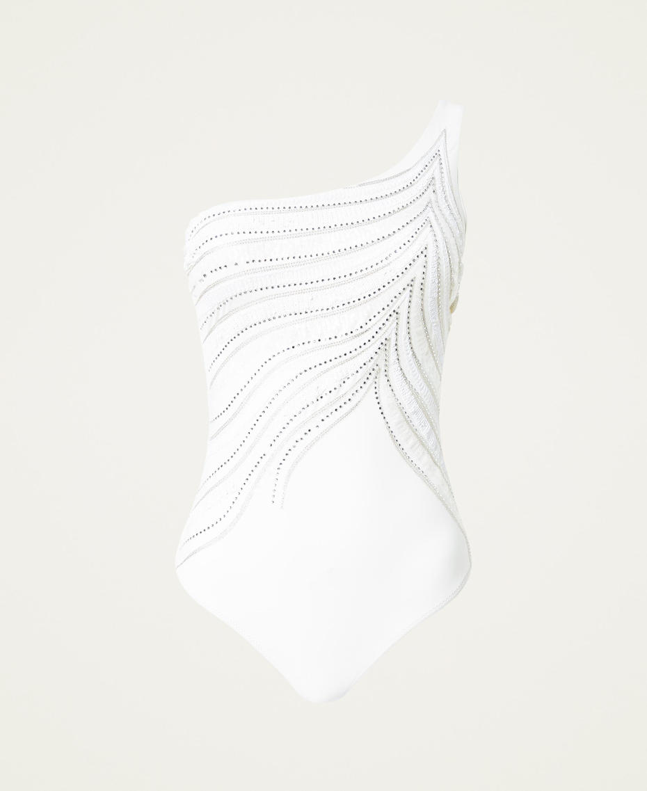 One- shoulder one-piece swimsuit with embroidery