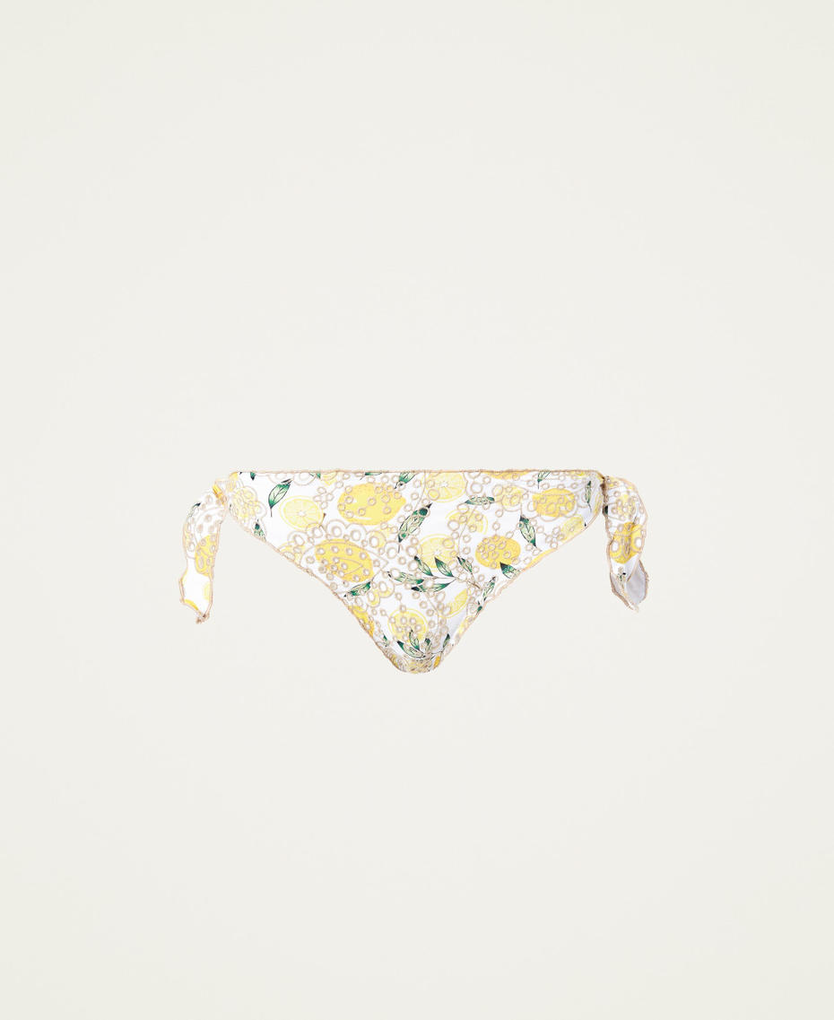 Bikini thong with broderie anglaise