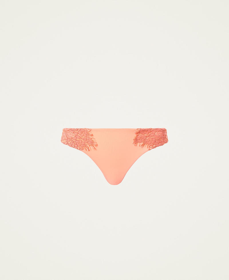 Brazilian bikini bottom with macram&eacute; lace