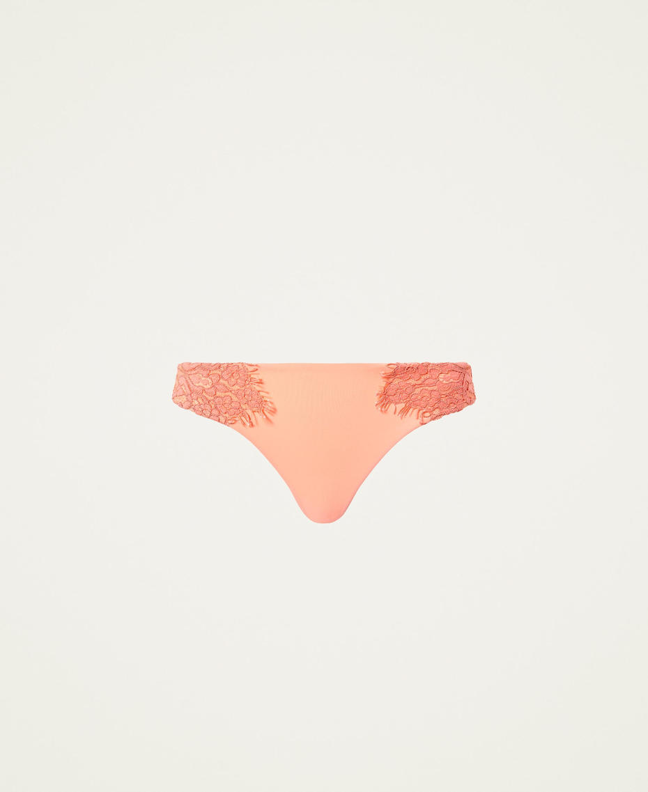 Brazilian-Bikinihose mit Makrameespitze „Peach Fruit“-Rosa Frau 221LMMK77-0S