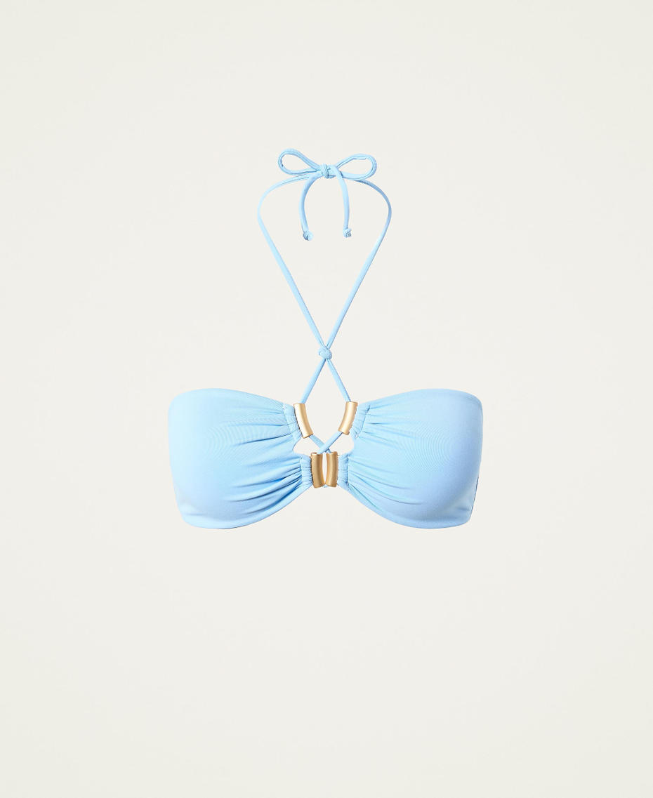 Sujetador de bikini bandeau con cruces decorativos Azul «Placid Blue» Mujer 221LMMV11-0S