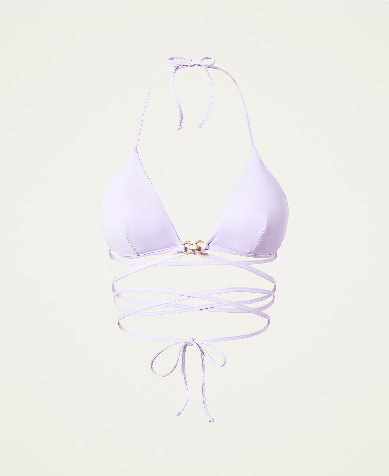 Triangle bikini top with decorative buckle "Pastel Lilac” Woman 221LMMV22-0S