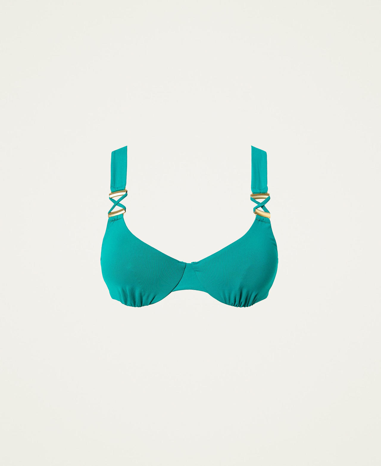 Underwired bikini top with decorative criss-cross Sapphire Green Woman 221LMMV55-0S