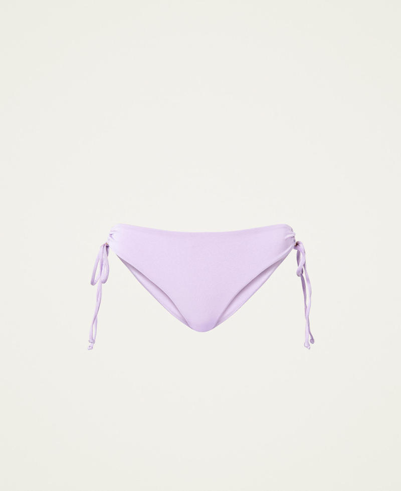 Bikini thong with laces and buckles "Pastel Lilac” Woman 221LMMV88-0S