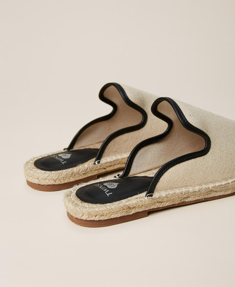 Canvas and rope espadrille sabots