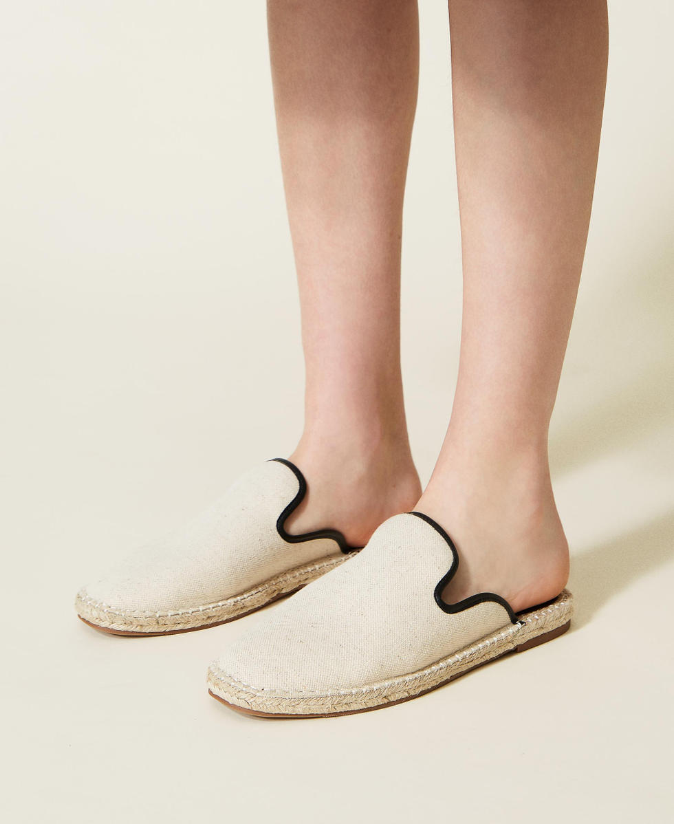 Canvas and rope espadrille sabots