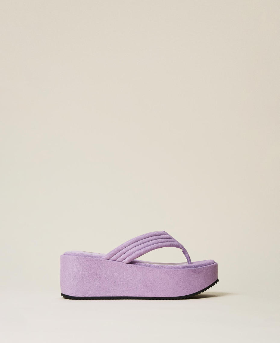 Platform thong sandals with stitching "Pastel Lilac” Woman 221LMPZCC_06681_01