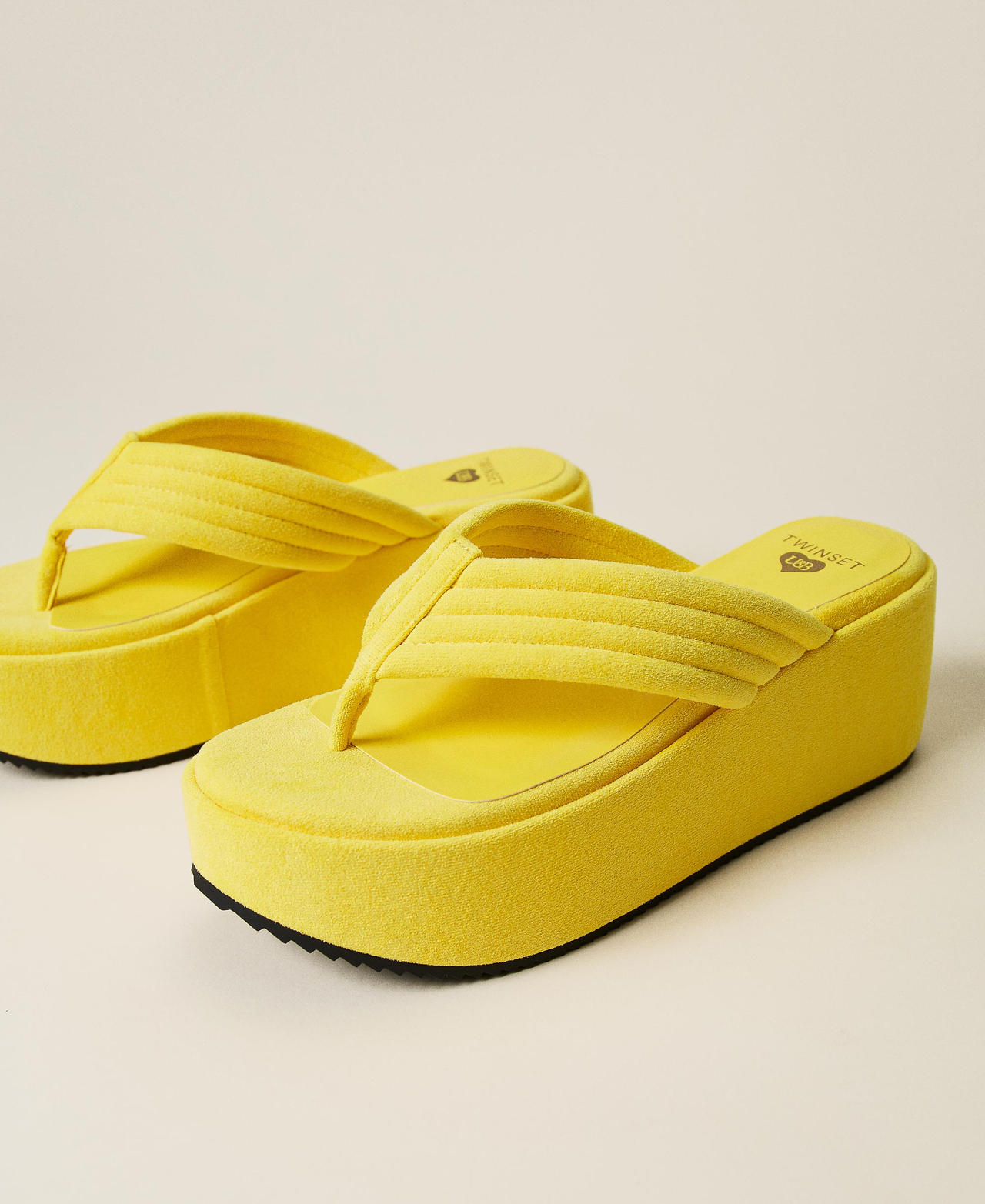 Platform thong sandals with stitching "Celandine” Yellow Woman 221LMPZCC_07010_02