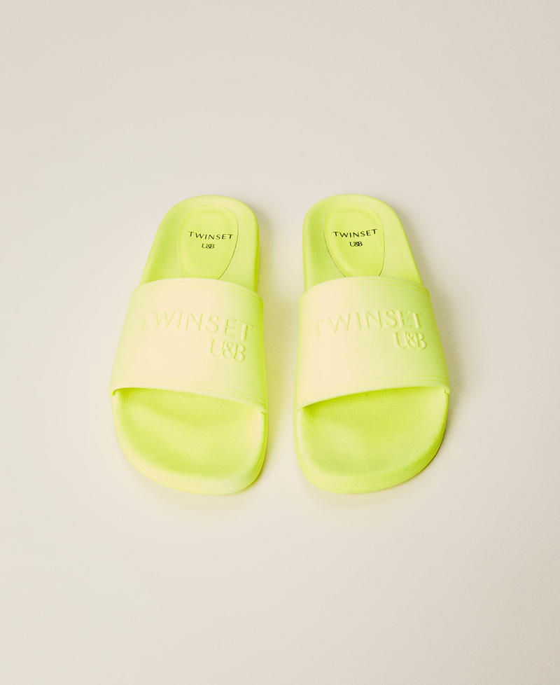 Zapatillas de playa con logotipo Amarillo Fluo Mujer 221LMPZDD-04