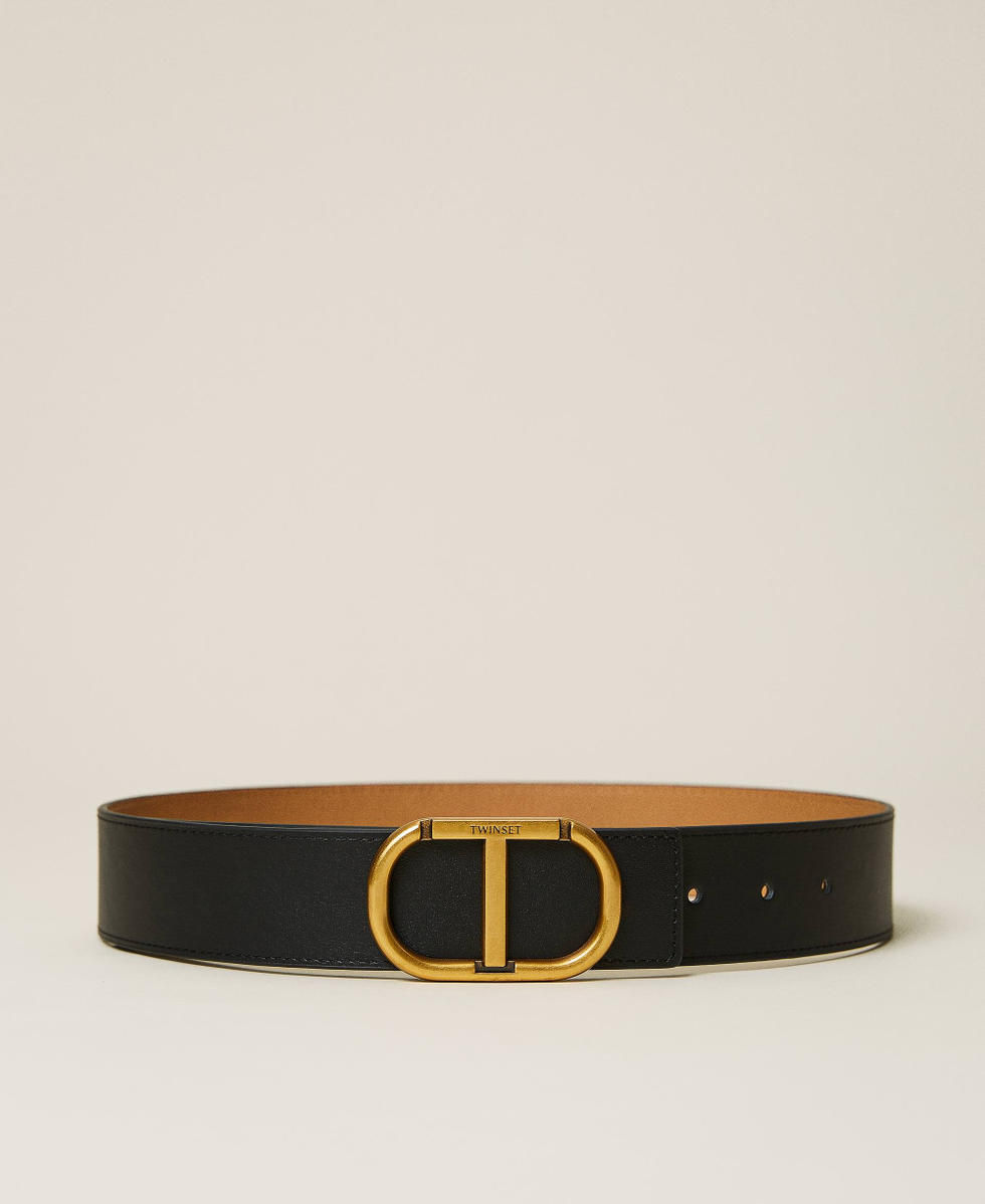 Reversible belt with logo Woman, Black | TWINSET Milano