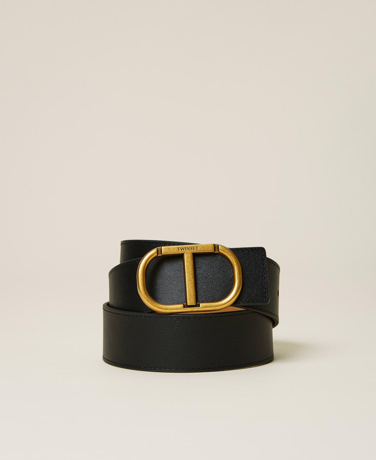 Cintura reversibile con logo Nero / Cuoio Donna 221TA4010-03