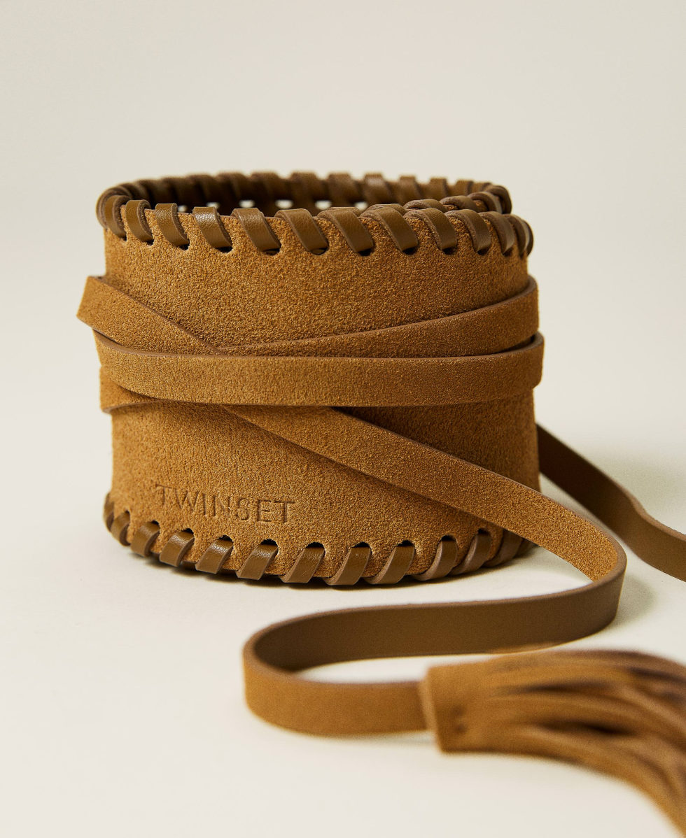 Ceinture en cuir avec pompons