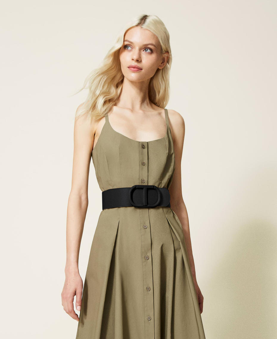 Leather belt with logo