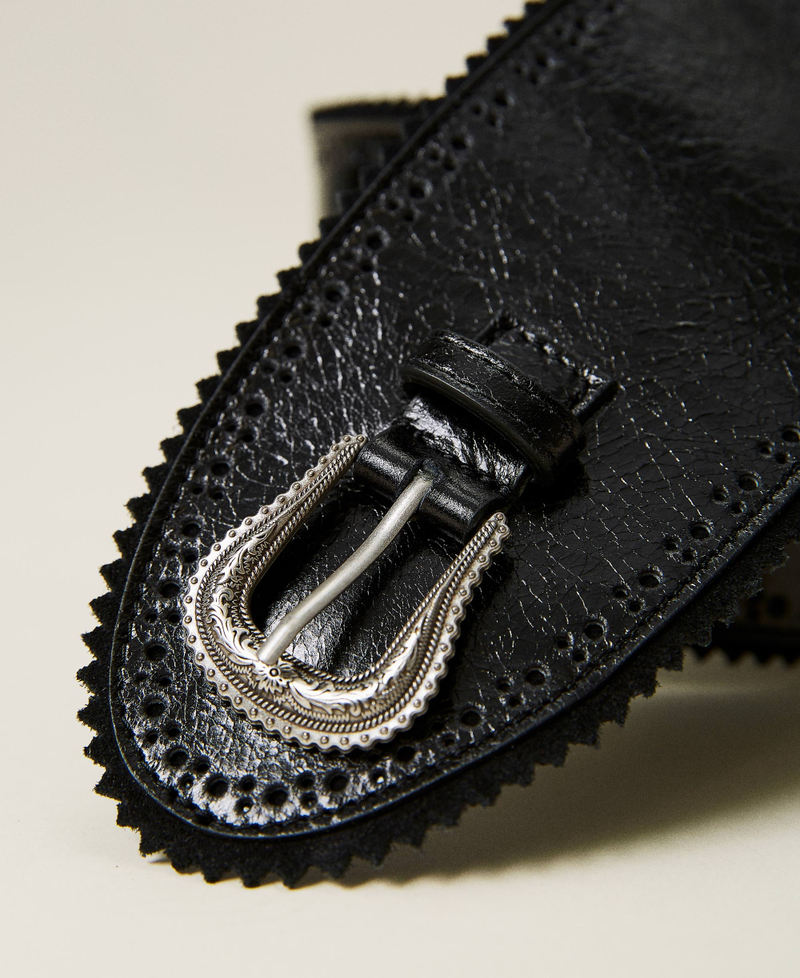 High waist belt with double buckle