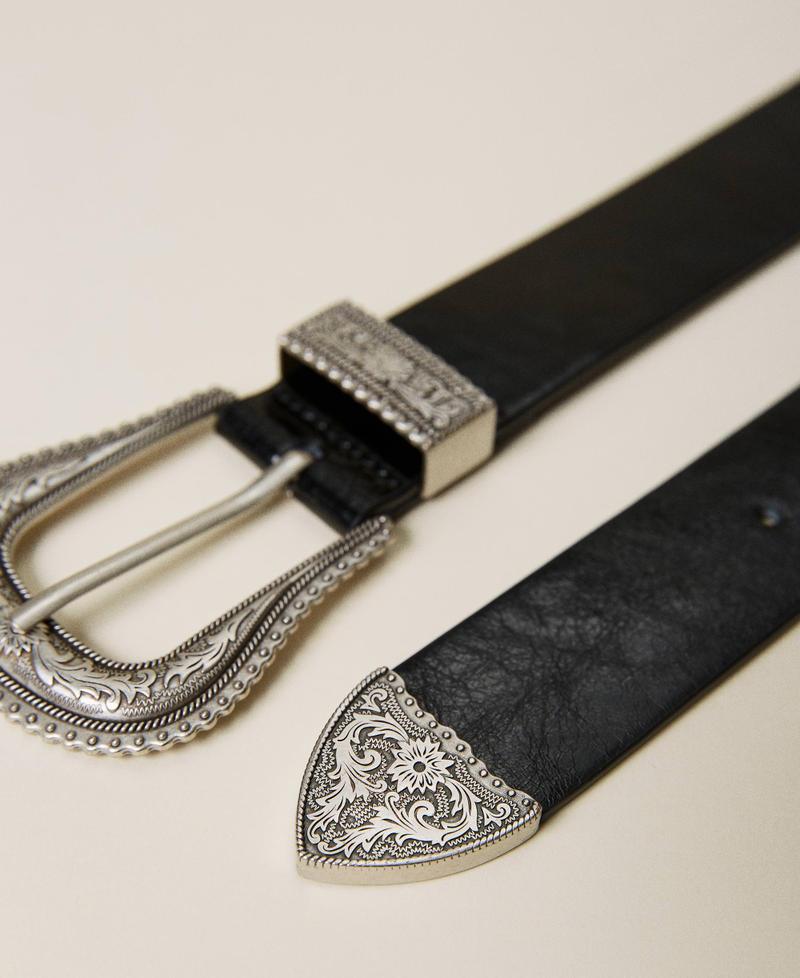 Ceinture en cuir avec boucle texane