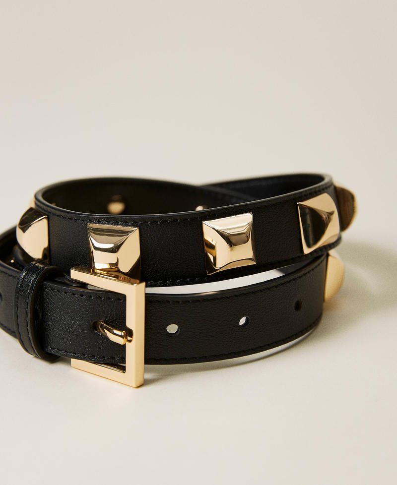Studded leather belt Black Woman 221TA401G-02