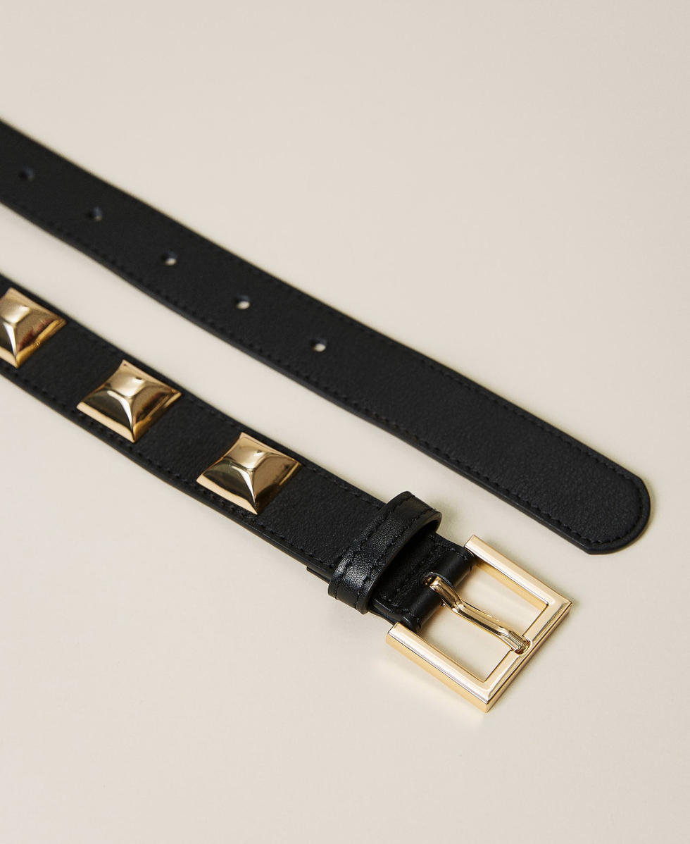 Black gold top studded belt